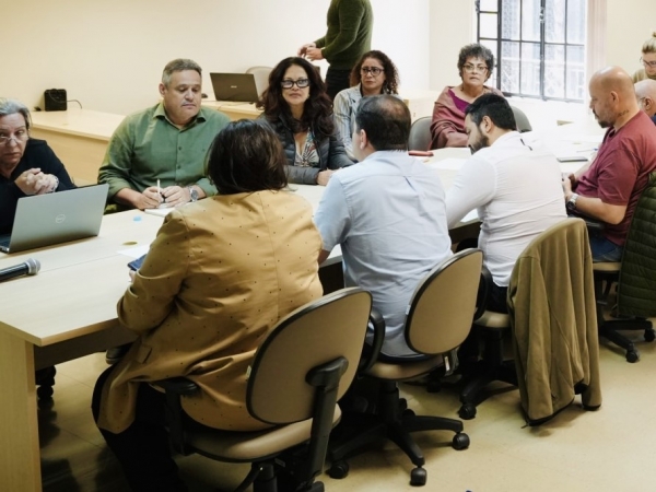 Os integrantes da CEBB na mesa de negociação específica. Foto: SeebSP. 