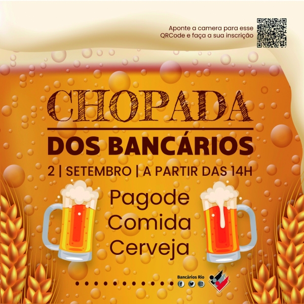 Acesse o QR Code e  participe da festa do Dia dos Bancários