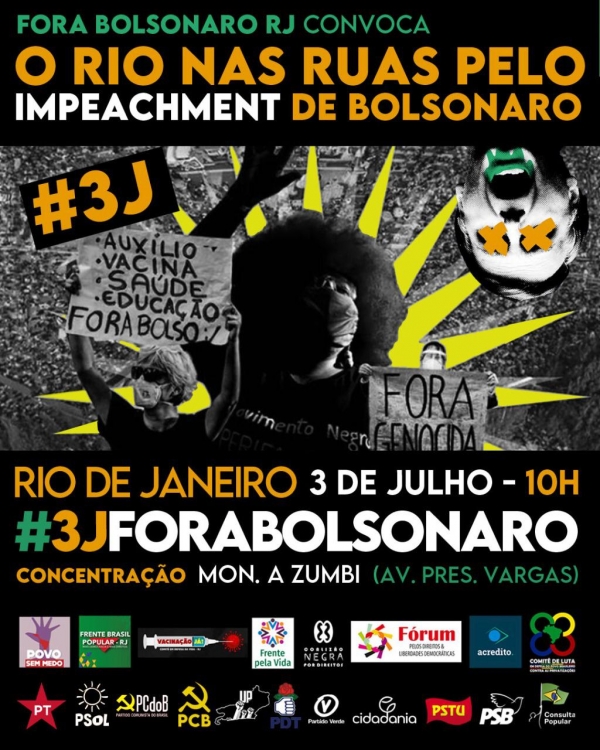 Neste sábado, protestos vão exigir o impeachment de Bolsonaro