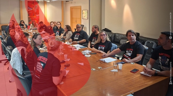 Mesa de negocia&ccedil;&atilde;o com o banco. Foto cedida pela Contraf-CUT.