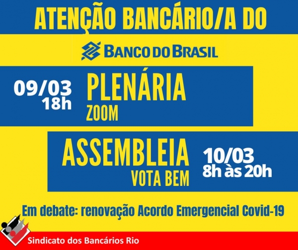 BB: Sindicato orienta pela aprovação do acordo emergencial da Covid na assembleia de quarta