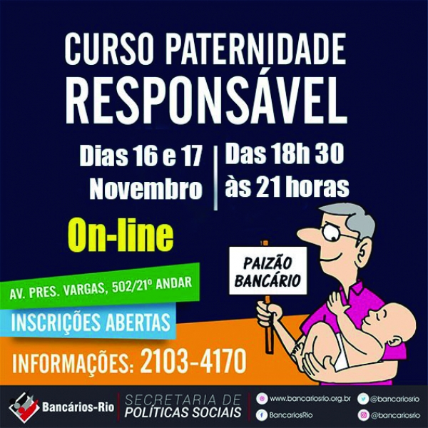 Curso Paternidade Responsável  em novembro: inscrições abertas