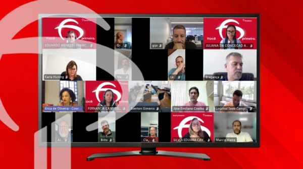 Negocia&ccedil;&atilde;o virtual com representantes do Bradesco. Foto cedida pela Contraf-CUT.