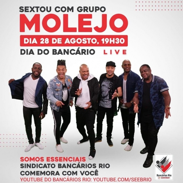 Dia do Bancário (28) terá show do Grupo Molejo no Youtube