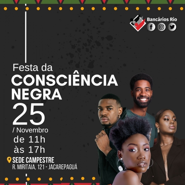 Festa da Consciência Negra, dia 25, na Sede Campestre