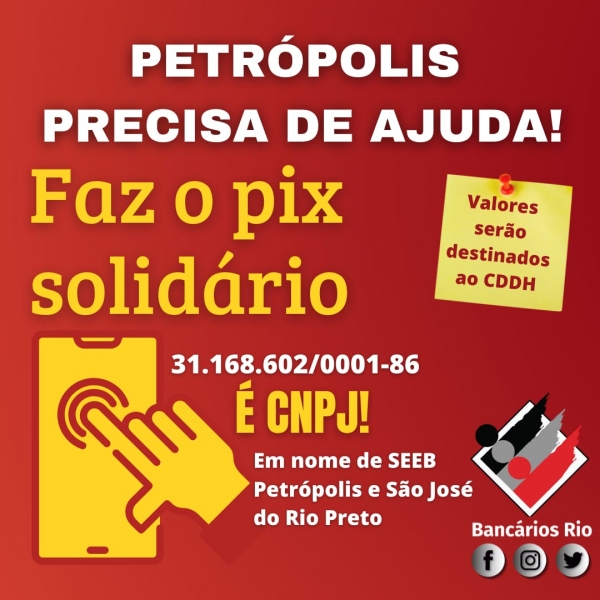 Solidariedade às vítimas  da tragédia em Petrópolis