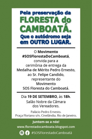 Câmara homenageia Movimento SOS Floresta do Camboatá