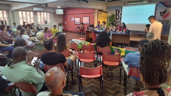  “Seminário Nacional de organização da Cúpula dos Povos frente ao G20&quot;, realizado no auditório do Sindicato. Foto:Jaqueline Deister/ Brasil de Fato.