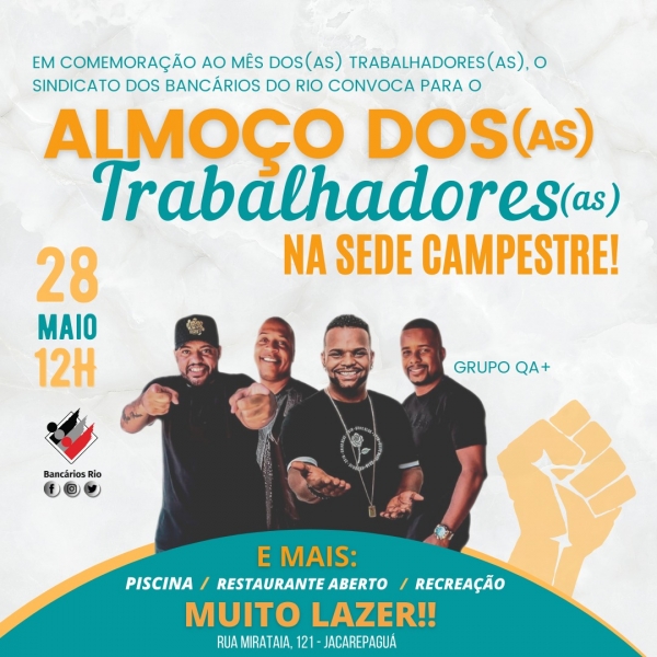 Sábado, dia 28, tem festa do trabalhador na Sede Campestre