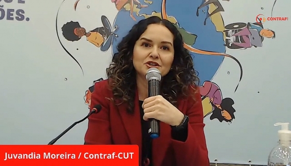 Juvândia Moreira, presidenta da Contraf-CUT, na aprovação virtual da minuta da CCT, pela 22ª Conferência Nacional dos Bancários