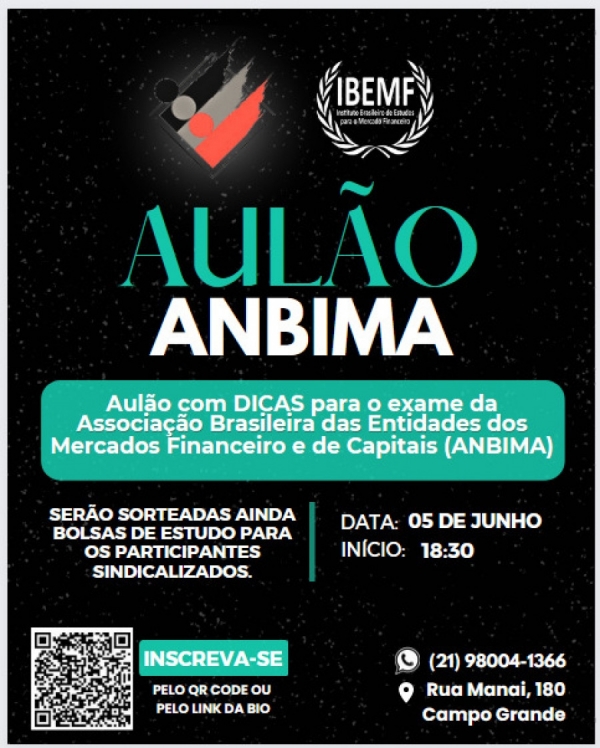 Aula para a Anbima  é quarta(5)