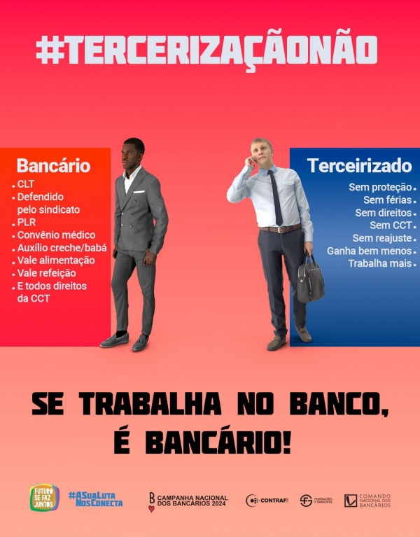 Nesta quinta-feira (22) tem Dia Nacional de Luta contra a terceirização nos bancos